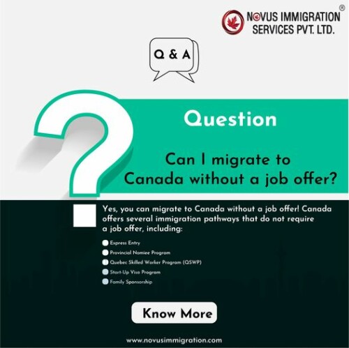 Are you wondering if it's possible to migrate to Canada without a job offer? 🤔 Well, the answer is YES! 🙌 As a professional immigration consultant, we can guide you through the entire process and help you secure your dream of moving to the Great White North. With the right qualifications and a strong application, you can make your Canadian dream a reality. 💭 So why wait?
Contact us today and let's make your migration to Canada a seamless and successful journey. 🌟

Call: +91 9606666901

Visit our website: https://www.novusimmigration.com/

#novus #migrate #canadapr #canadavisa #CanadaImmigration #ProfessionalConsultant #MigrateToCanada #OpportunityAwaits #novusimmigration