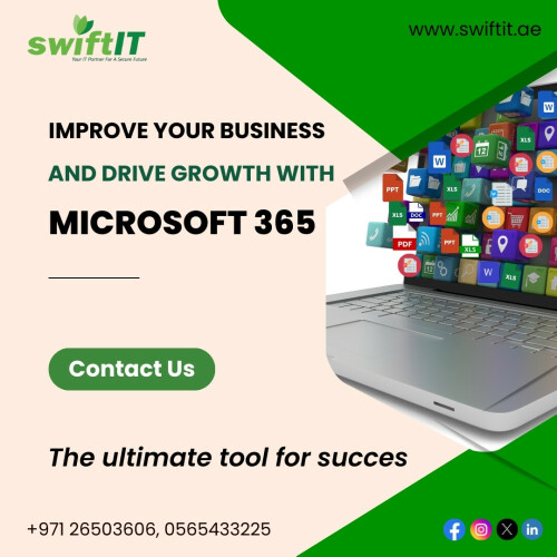 Boost your business and drive growth with Microsoft 365

It's the ultimate tool for success, offering everything you need to enhance productivity and collaboration. Experience seamless communication, powerful applications, and cloud solutions designed to elevate your business. Start your journey to success with Microsoft 365 today!

Feel free to get in touch with us:

📱 +971-26503606, 0562071853

🌐 https://swiftit.ae/